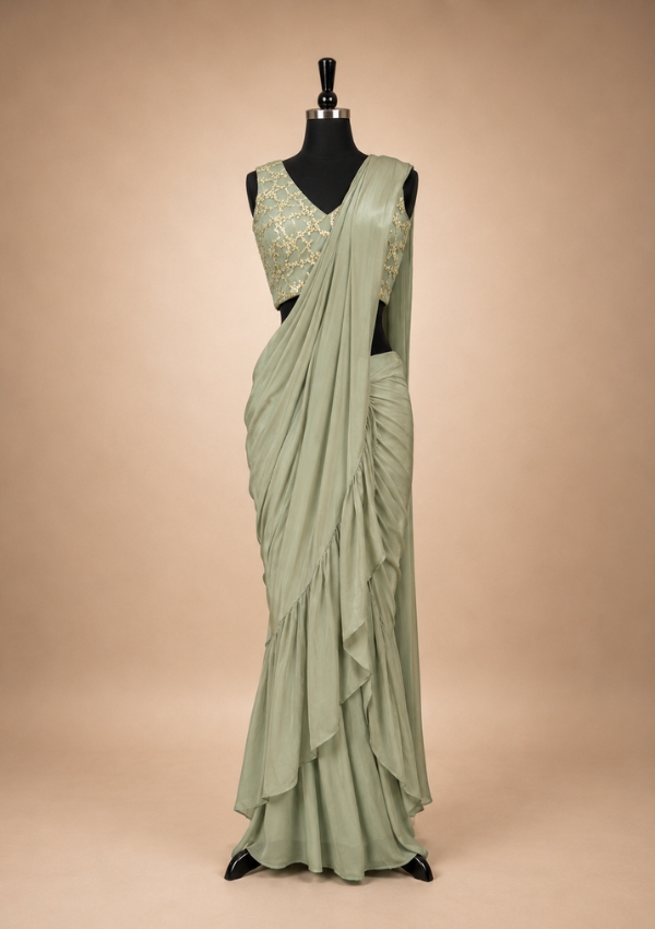 Sage Pre Draped Saree
